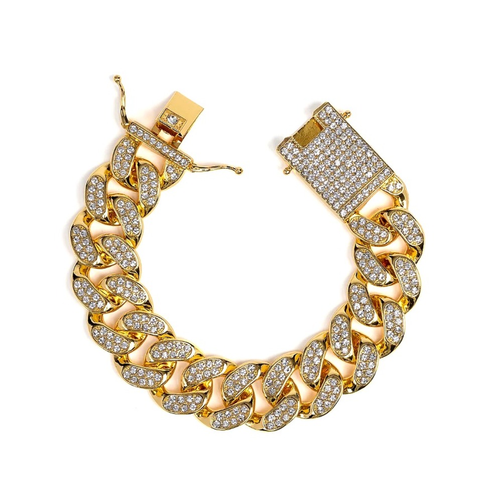 Invicta Elements Iced Out Cuban Link Bracelet Gold Rhinestone 200mm 80840